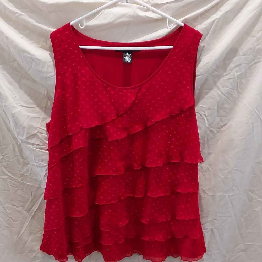 Chic Red Ruffle Blouse